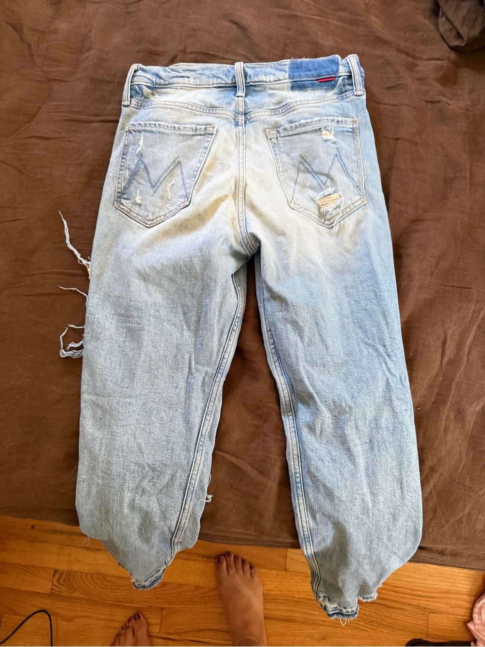 Mother Distressed Jeans with Patchwork Detail - Picture 6 of 7